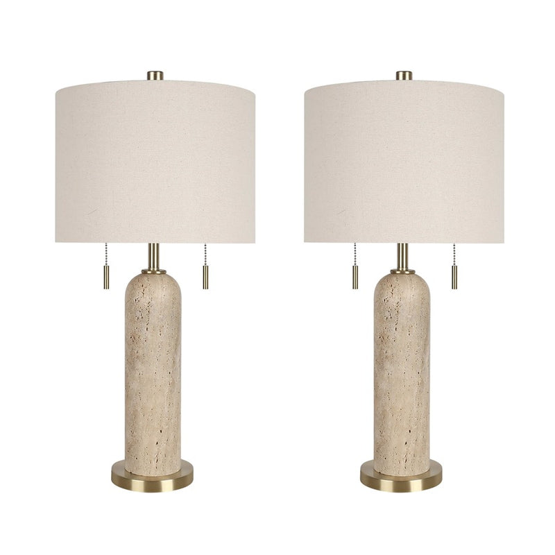 Classy Living Travertine Elegance 2Lt Lamp/Set of 2, Natural/Cream