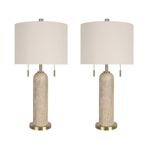 Classy Living Travertine Elegance 2Lt Lamp/Set of 2, Natural/Cream