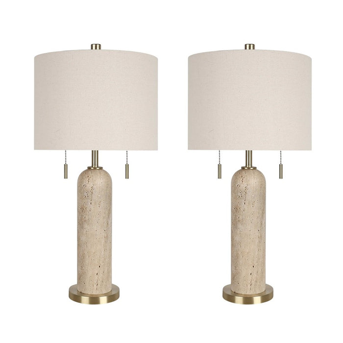 Classy Living Travertine Elegance 2Lt Lamp/Set of 2, Natural/Cream