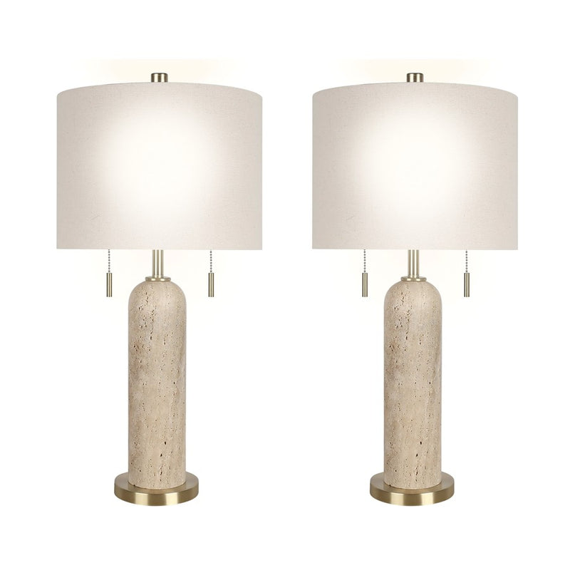 Classy Living Travertine Elegance 2Lt Lamp/Set of 2, Natural/Cream