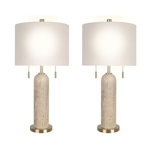 Classy Living Travertine Elegance 2Lt Lamp/Set of 2, Natural/Cream