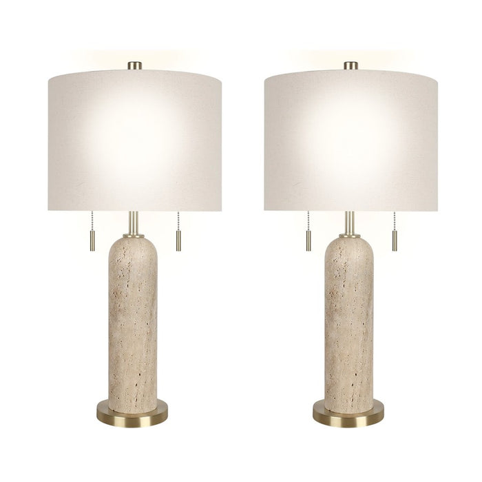 Classy Living Travertine Elegance 2Lt Lamp/Set of 2, Natural/Cream
