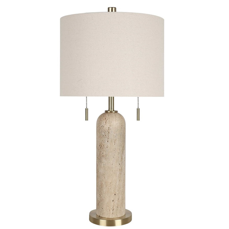 Classy Living Travertine Elegance 2Lt Lamp/Set of 2, Natural/Cream