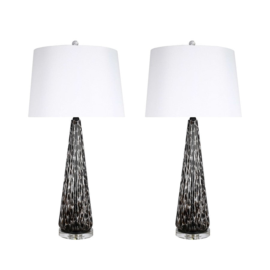 Classy Living Eclipse Radiance 1Lt Table Lamp/Set of 2, Black/White