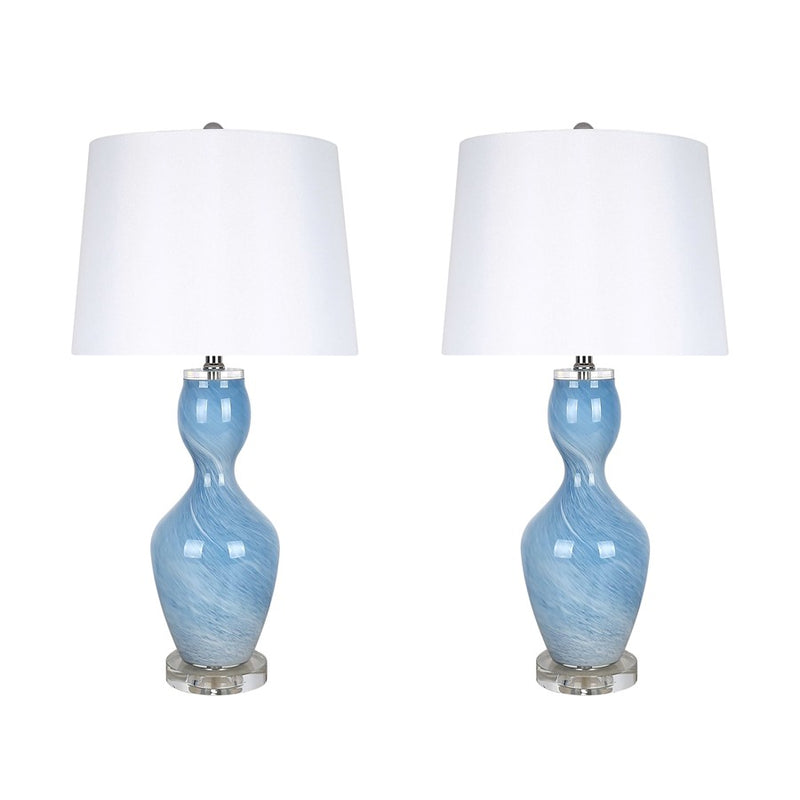 Classy Living Azure Elegance 1Lt Table Lamp/Set of 2, Blue, White/White