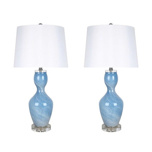 Classy Living Azure Elegance 1Lt Table Lamp/Set of 2, Blue, White/White