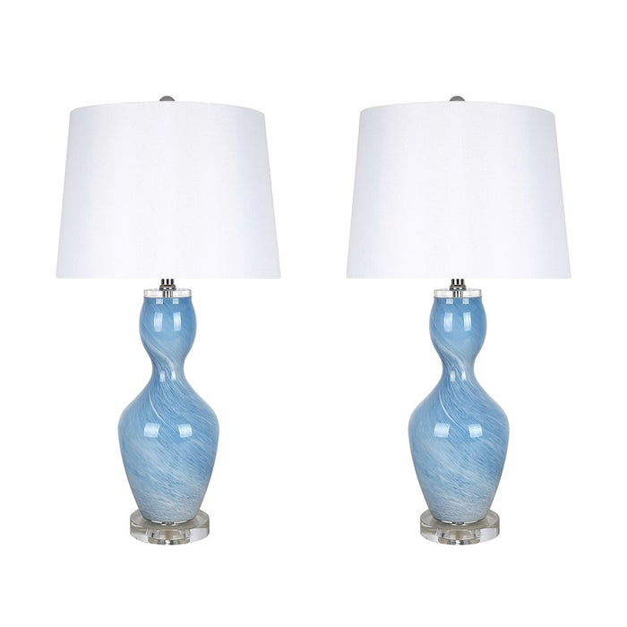Classy Living Azure Elegance 1Lt Table Lamp/Set of 2, Blue, White/White