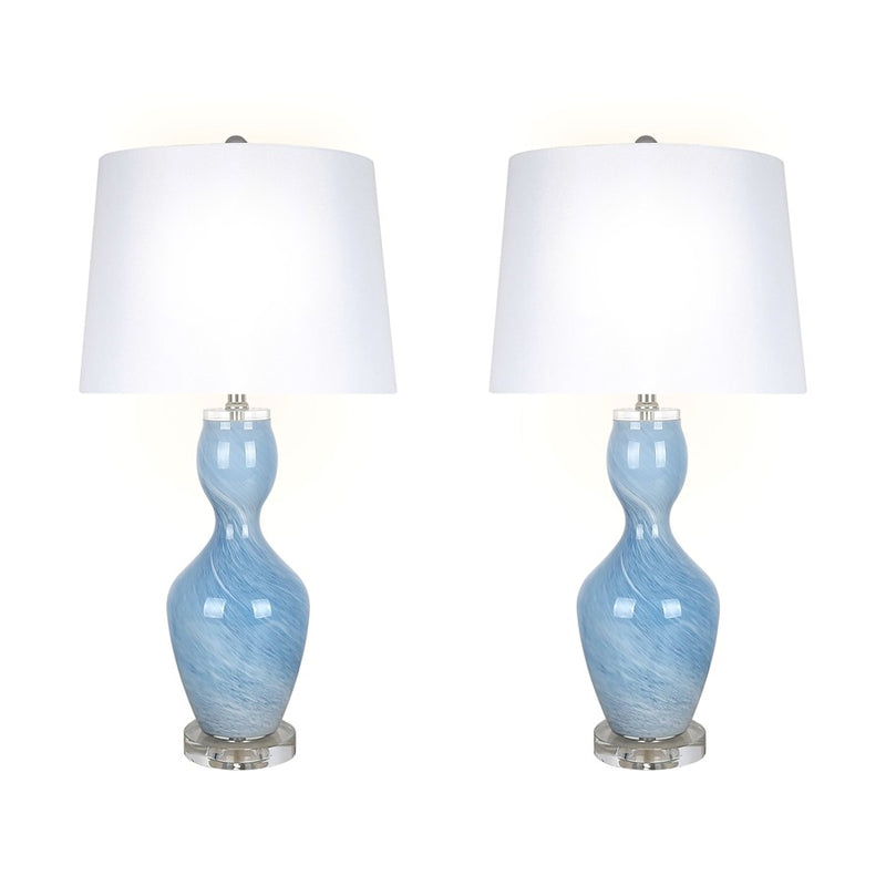 Classy Living Azure Elegance 1Lt Table Lamp/Set of 2, Blue, White/White