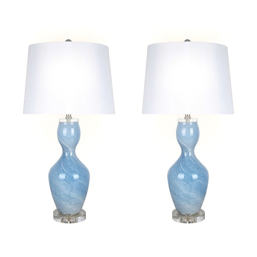 Classy Living Azure Elegance 1Lt Table Lamp/Set of 2, Blue, White/White