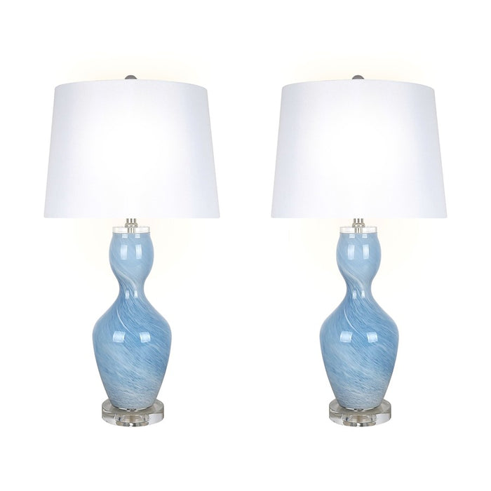 Classy Living Azure Elegance 1Lt Table Lamp/Set of 2, Blue, White/White