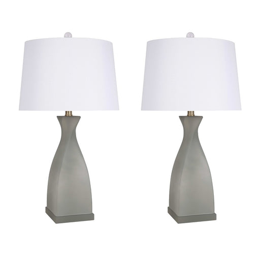 Classy Living Sage Elegance Art Glass Table Lamp/Set of 2, Sage/White