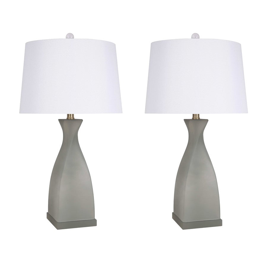 Classy Living Sage Elegance Art Glass Table Lamp/Set of 2, Sage/White