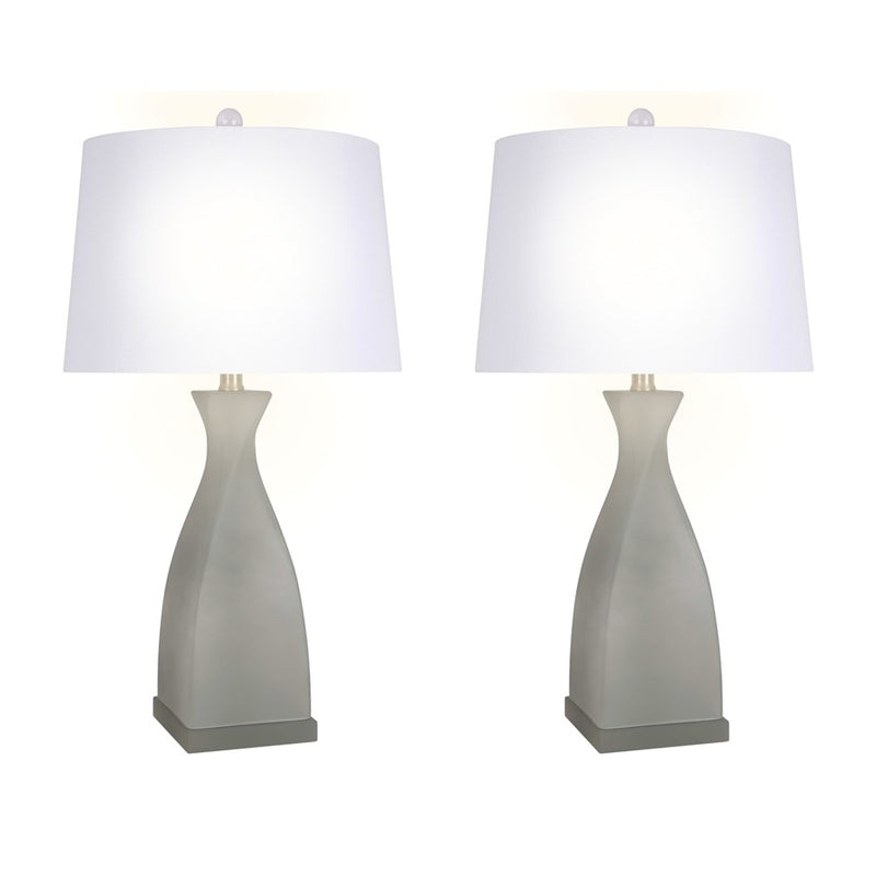 Classy Living Sage Elegance Art Glass Table Lamp/Set of 2, Sage/White