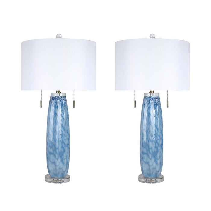 Classy Living Azure Drift 2Lt Table Lamp/Set of 2, Blue, White/White