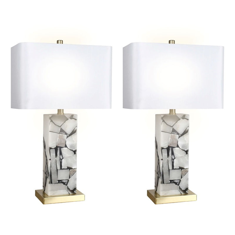 Classy Living Alabaster Mosaic 1Lt Table Lamp/Set of 2, Natural/White