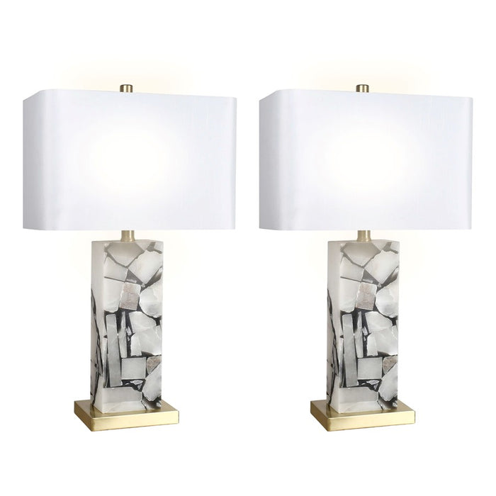 Classy Living Alabaster Mosaic 1Lt Table Lamp/Set of 2, Natural/White