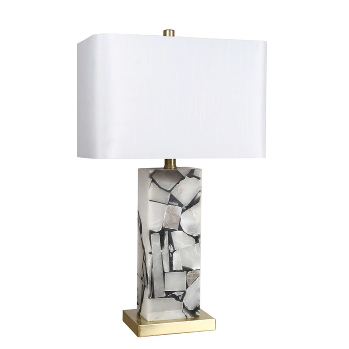 Classy Living Alabaster Mosaic 1Lt Table Lamp/Set of 2, Natural/White