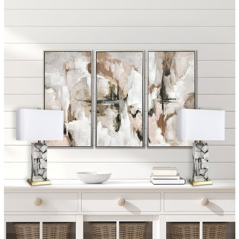 Classy Living Alabaster Mosaic 1Lt Table Lamp/Set of 2, Natural/White