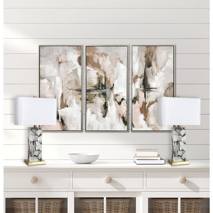 Classy Living Alabaster Mosaic 1Lt Table Lamp/Set of 2, Natural/White