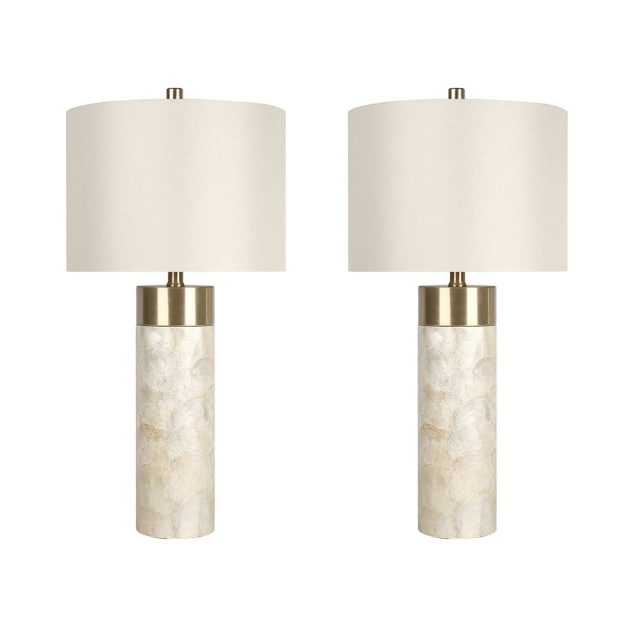 Classy Living Luminous Shell Table Lamp/Set of 2, Natural/Off White