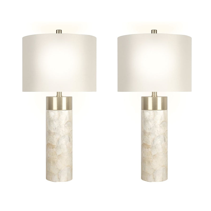Classy Living Luminous Shell Table Lamp/Set of 2, Natural/Off White