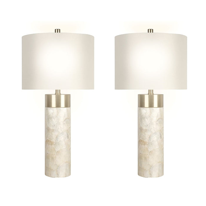 Classy Living Luminous Shell Table Lamp/Set of 2, Natural/Off White