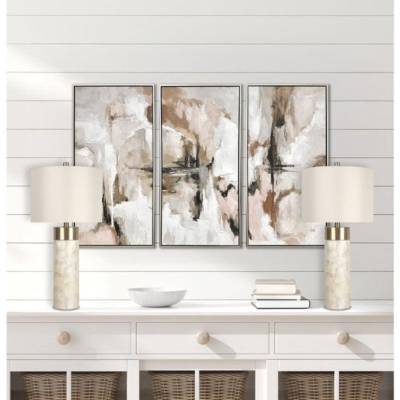 Classy Living Luminous Shell Table Lamp/Set of 2, Natural/Off White