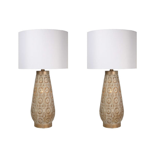 Classy Living Celestial Carve Laser Cut Lamp & Night Light Set, Tan