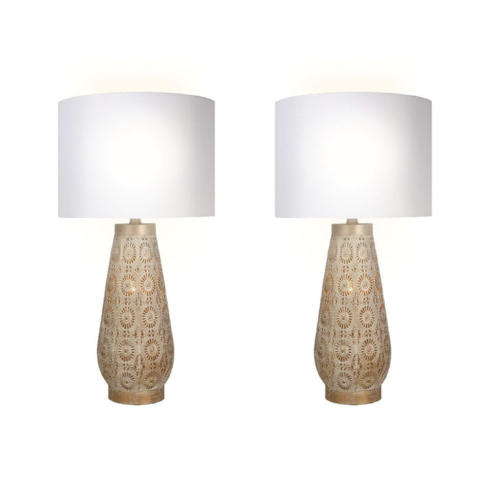 Classy Living Celestial Carve Laser Cut Lamp & Night Light Set, Tan