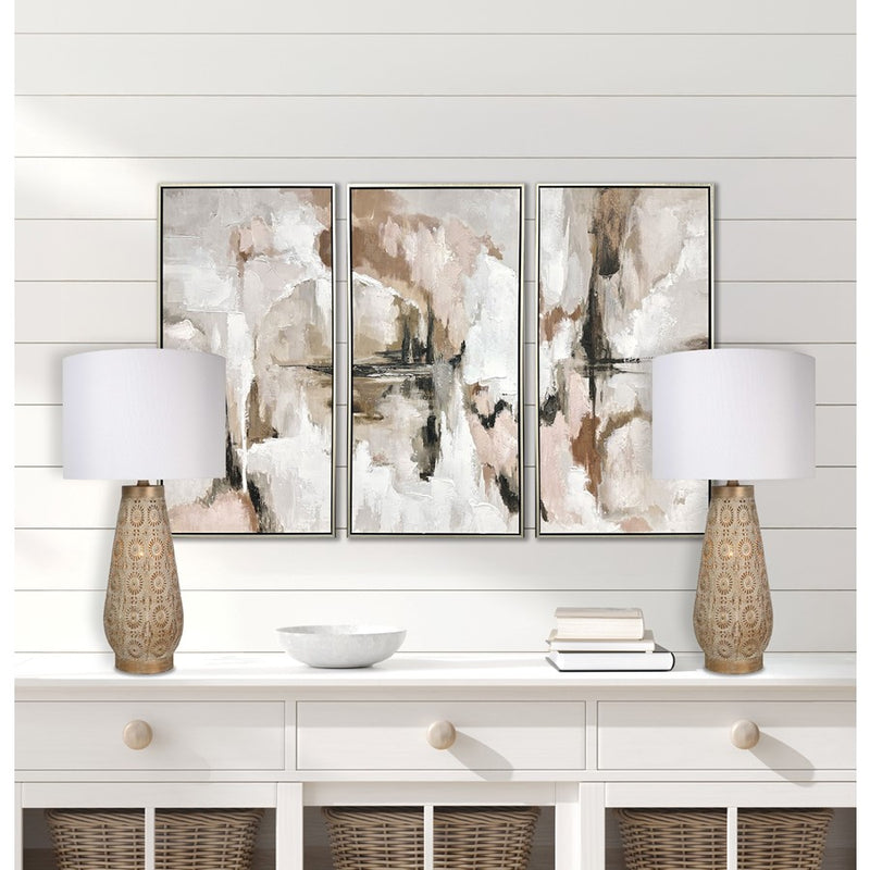 Classy Living Celestial Carve Laser Cut Lamp & Night Light Set, Tan