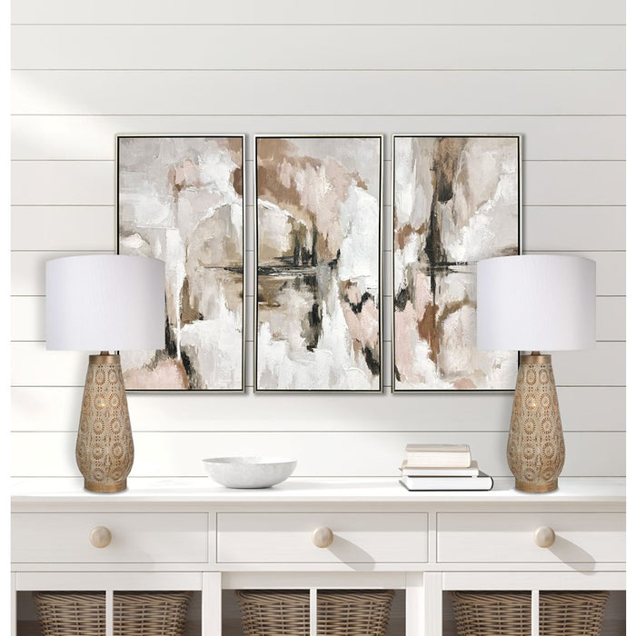 Classy Living Celestial Carve Laser Cut Lamp & Night Light Set, Tan