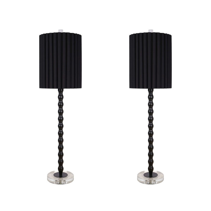 Classy Living Obsidian Elegance Table Lamp/Set of 2, Black/Black
