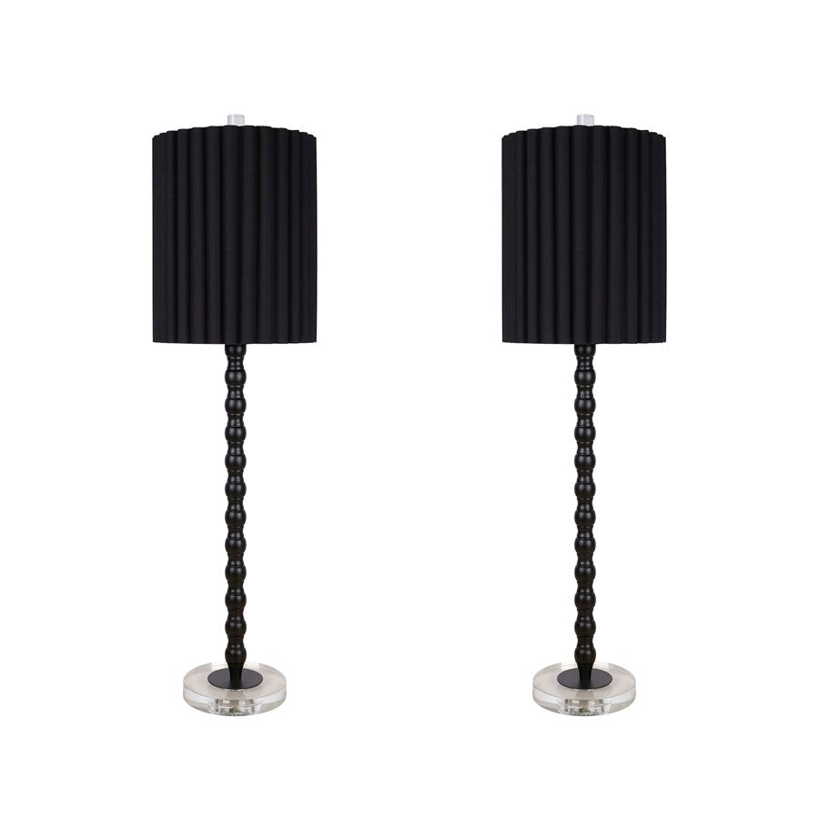 Classy Living Obsidian Elegance Table Lamp/Set of 2, Black/Black