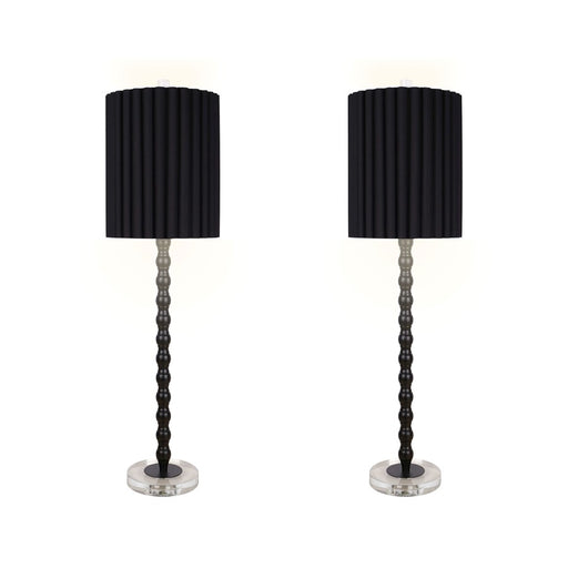 Classy Living Obsidian Elegance Table Lamp/Set of 2, Black/Black