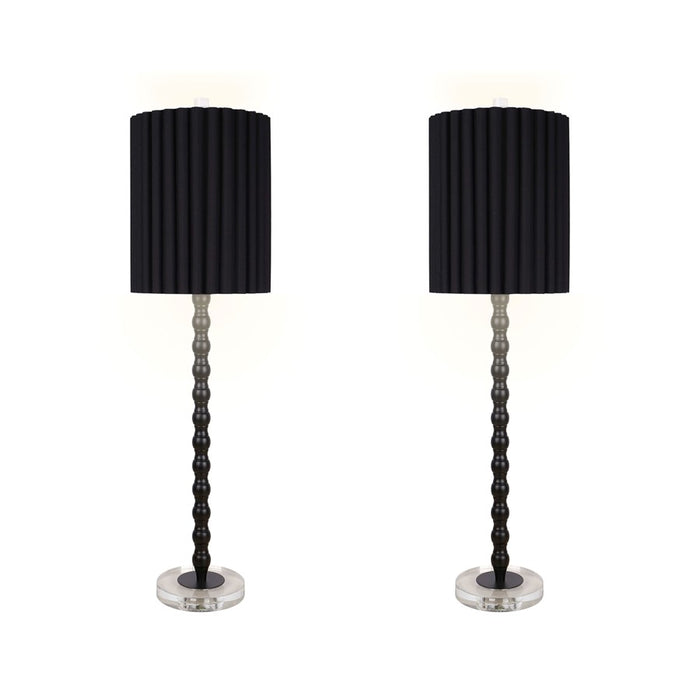Classy Living Obsidian Elegance Table Lamp/Set of 2, Black/Black