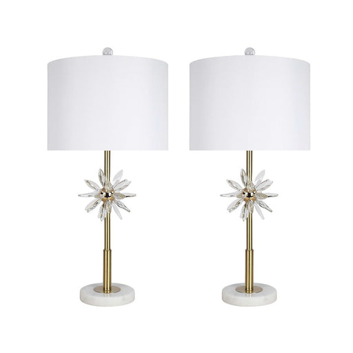 Classy Living Crystal Bloom 1Lt Table Lamp/Set of 2, Gold/White