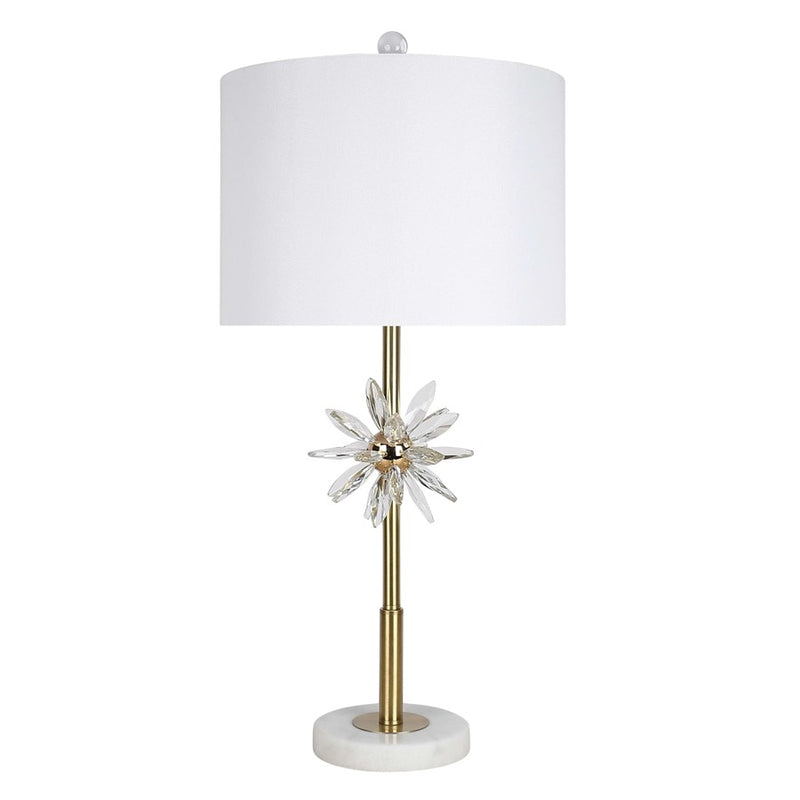 Classy Living Crystal Bloom 1Lt Table Lamp/Set of 2, Gold/White