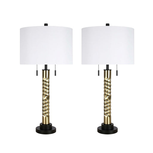 Classy Living Twist Elegance 2Lt Table Lamp/Set of 2, Black, Gold/White