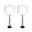 Classy Living Twist Elegance 2Lt Table Lamp/Set of 2, Black, Gold/White