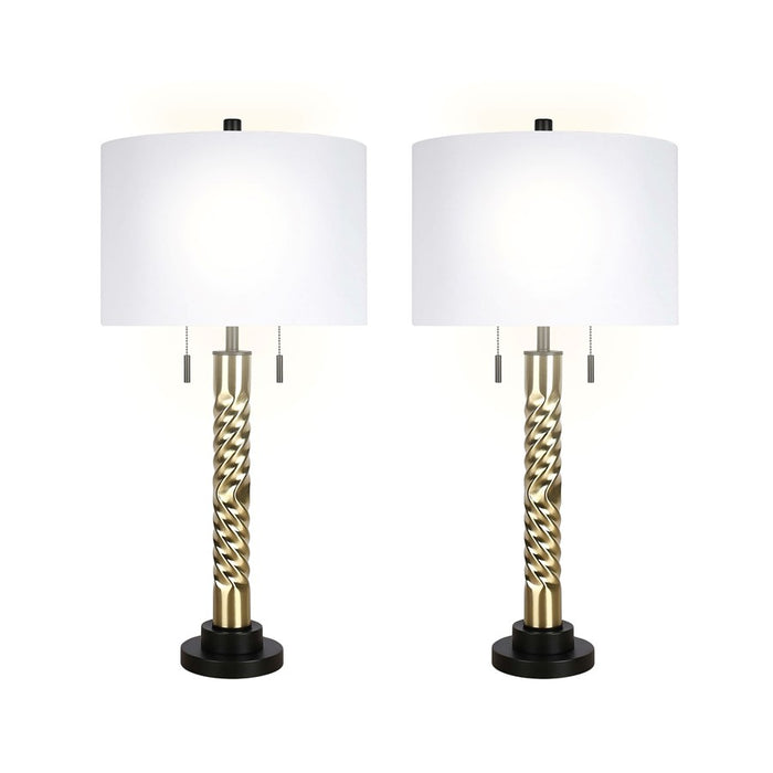 Classy Living Twist Elegance 2Lt Table Lamp/Set of 2, Black, Gold/White