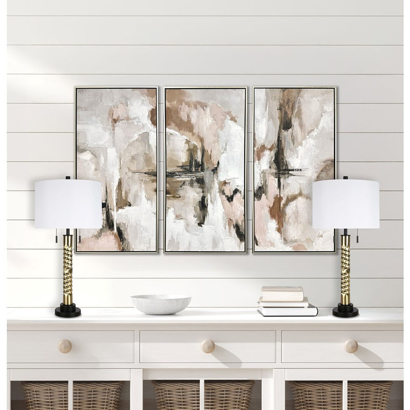 Classy Living Twist Elegance 2Lt Table Lamp/Set of 2, Black, Gold/White