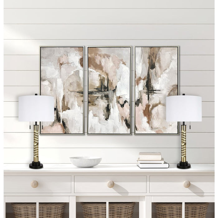 Classy Living Twist Elegance 2Lt Table Lamp/Set of 2, Black, Gold/White