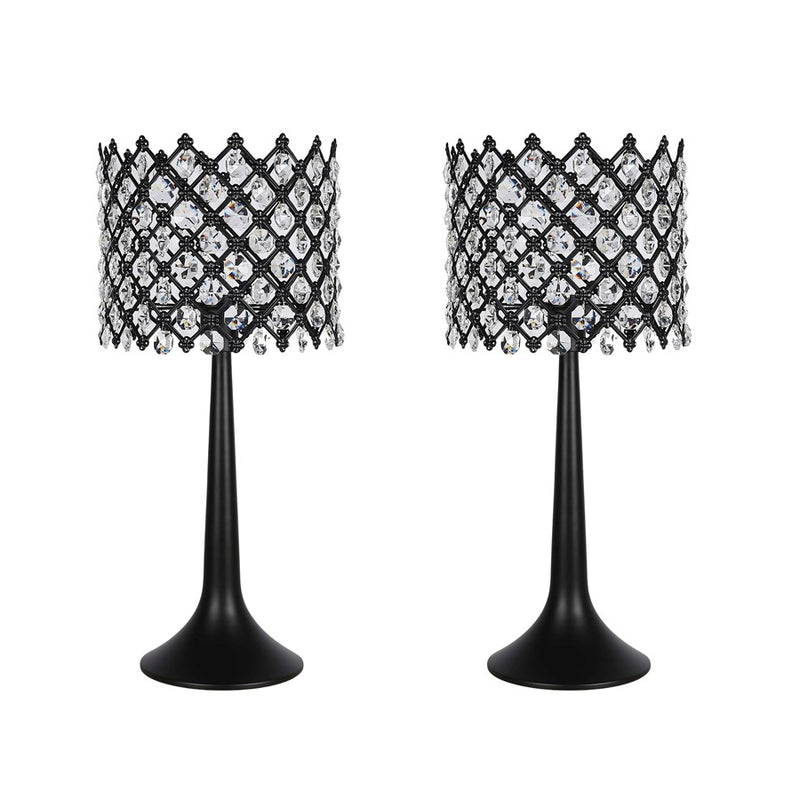 Classy Living Crystal Lattice Radiance Table Lamp/Set of 2, Black/Clear
