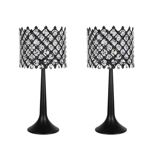 Classy Living Crystal Lattice Radiance Table Lamp/Set of 2, Black/Clear