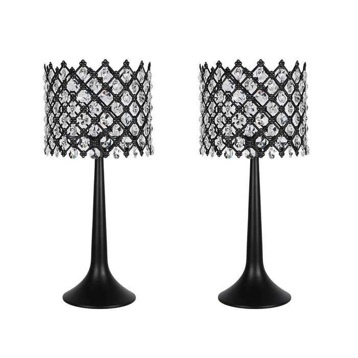 Classy Living Crystal Lattice Radiance Table Lamp/Set of 2, Black/Clear