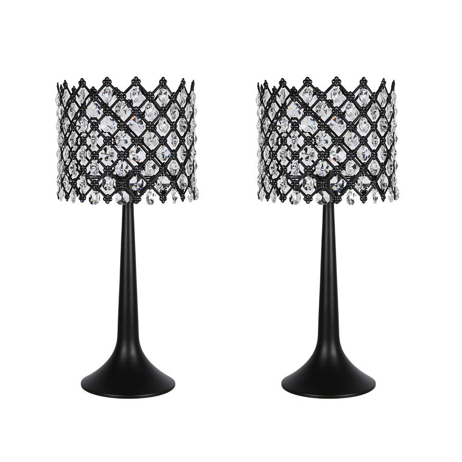 Classy Living Crystal Lattice Radiance Table Lamp/Set of 2, Black/Clear