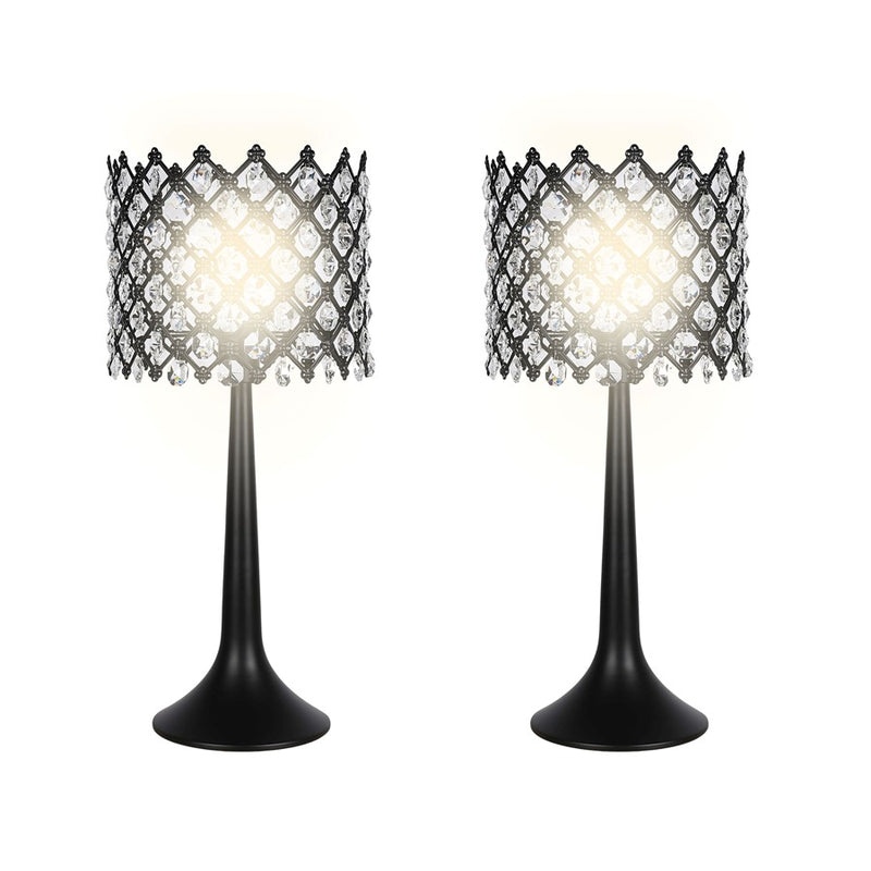Classy Living Crystal Lattice Radiance Table Lamp/Set of 2, Black/Clear