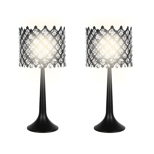 Classy Living Crystal Lattice Radiance Table Lamp/Set of 2, Black/Clear