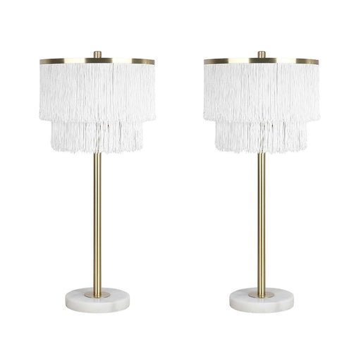 Classy Living Tassel Elegance 1Lt Table Lamp/Set of 2, Gold/White