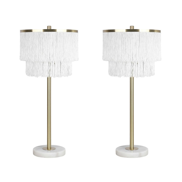 Classy Living Tassel Elegance 1Lt Table Lamp/Set of 2, Gold/White